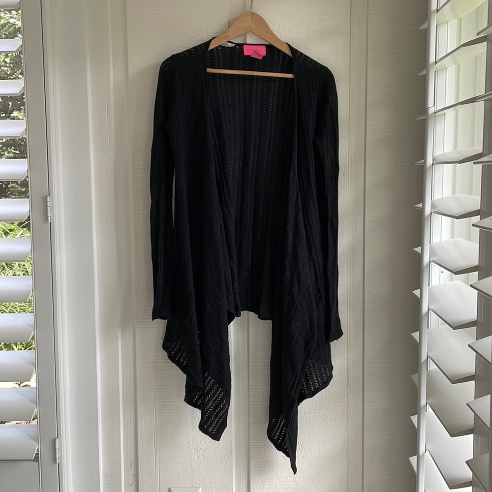 Vintage Betsey Johnson Drapey Long Black Cardigan